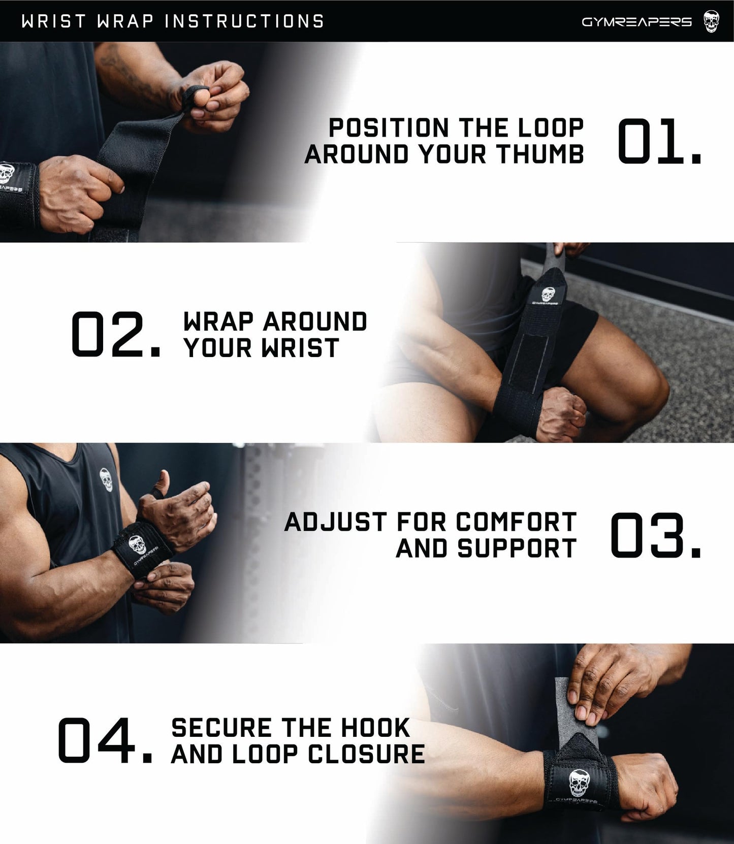 Gymreapers Weightlifting Wrist Wraps, Black/Black, 18", One Size