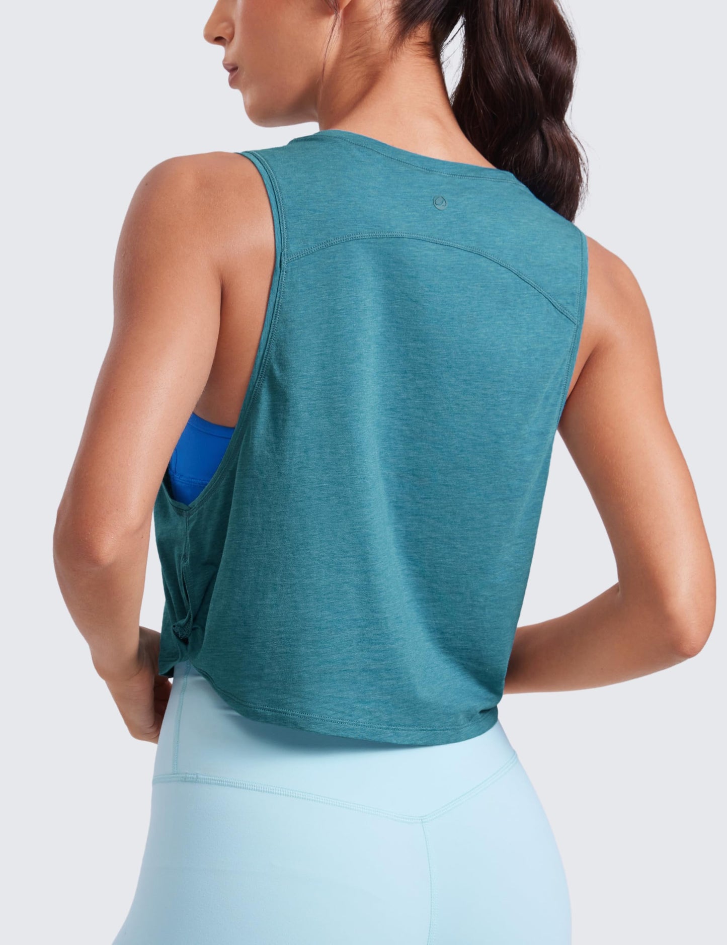 CRZ YOGA Pima Cotton Dropped Armhole Tank Kingfisher Heather Large