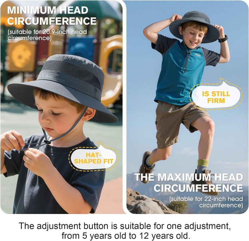 Outdoor Kids Sun Hat - UPF 50+ Quick Dry Adjustable Bucket Hat | Windproof Waterproof for Beach & Safari