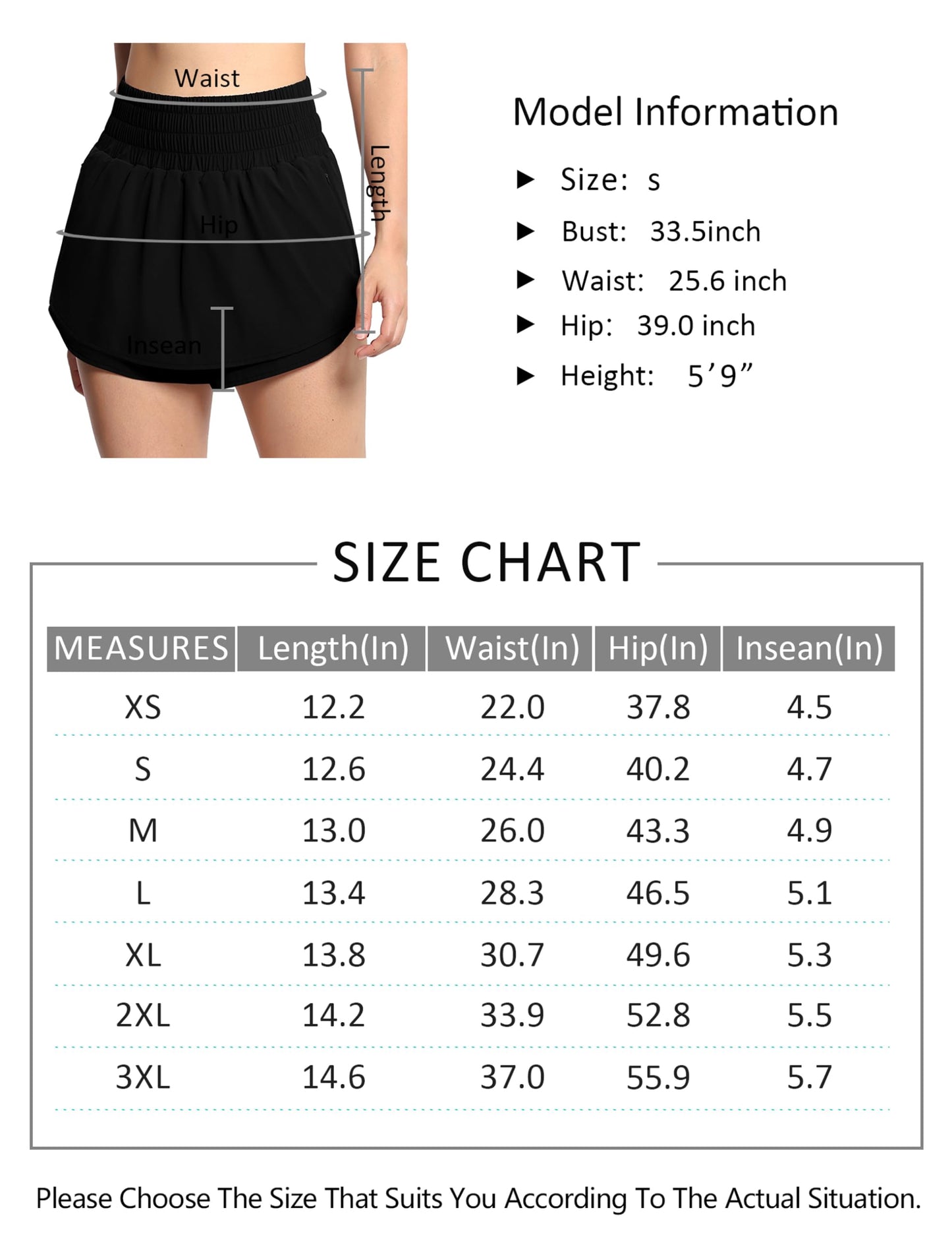 THE GYM PEOPLE Women's Athletic Shorts Elastic Waisted Quick Dry Ruffle Tennis Workout Skorts with Mesh Liner Zip Pockets Black