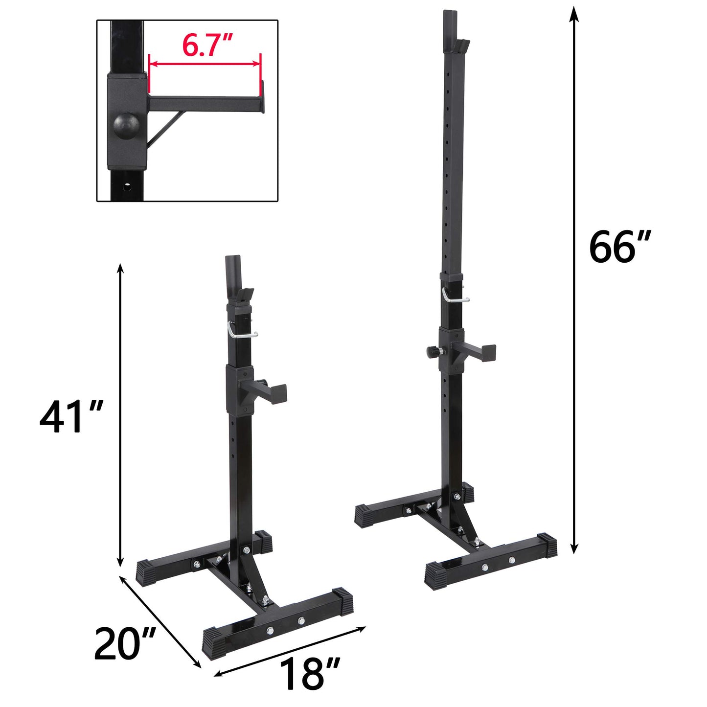 ANT MARCH Pair of Adjustable Height 40"-66" Portable Dumbbell Racks Sturdy Steel Squat Rack Barbell Free Bench Press Stands Home Gym Load 550Lbs Dipping Station