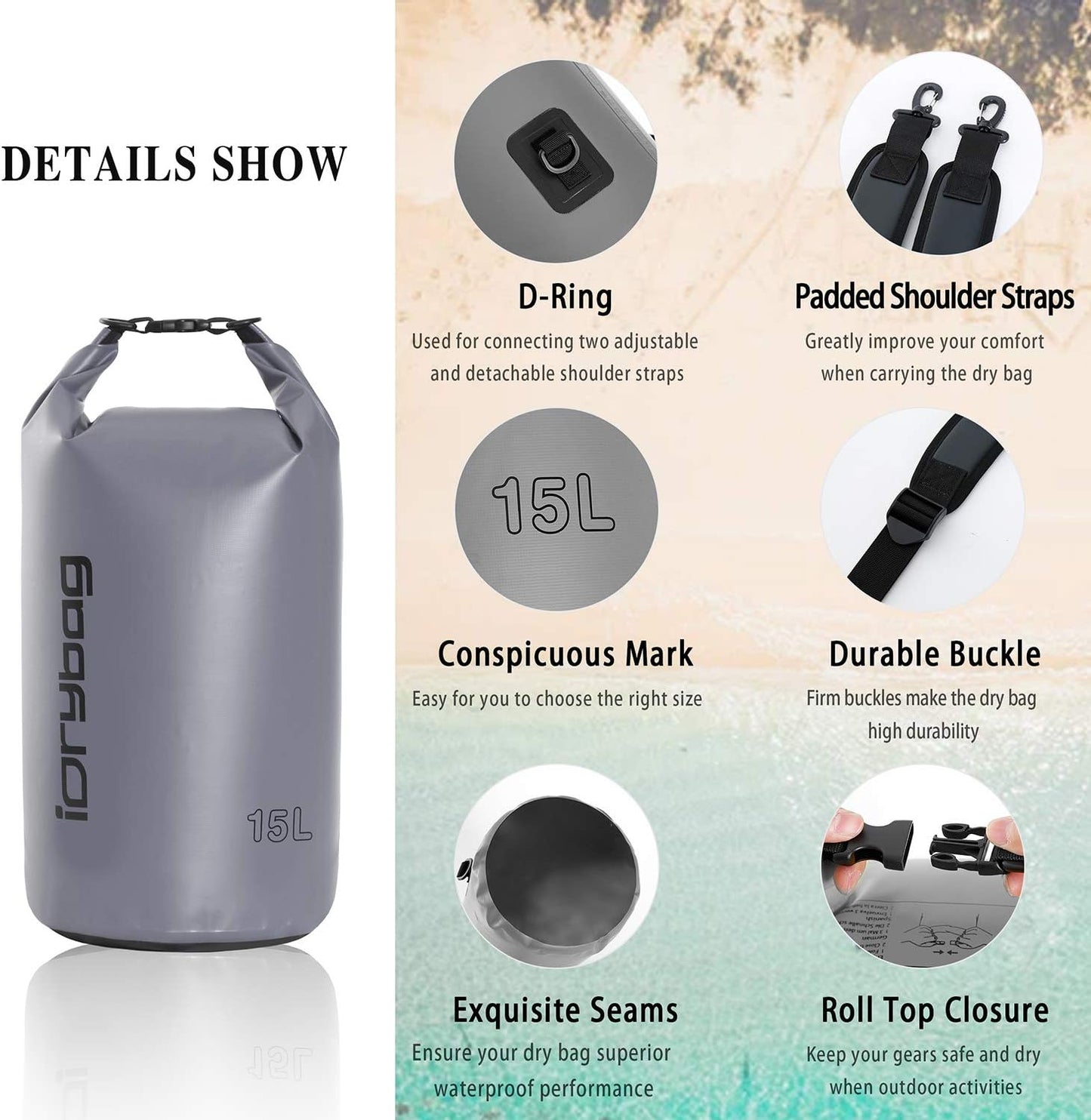 Dry Bag for Kayaking - Waterproof Storage Sack | Available in 2L, 5L, 10L, 15L, 20L