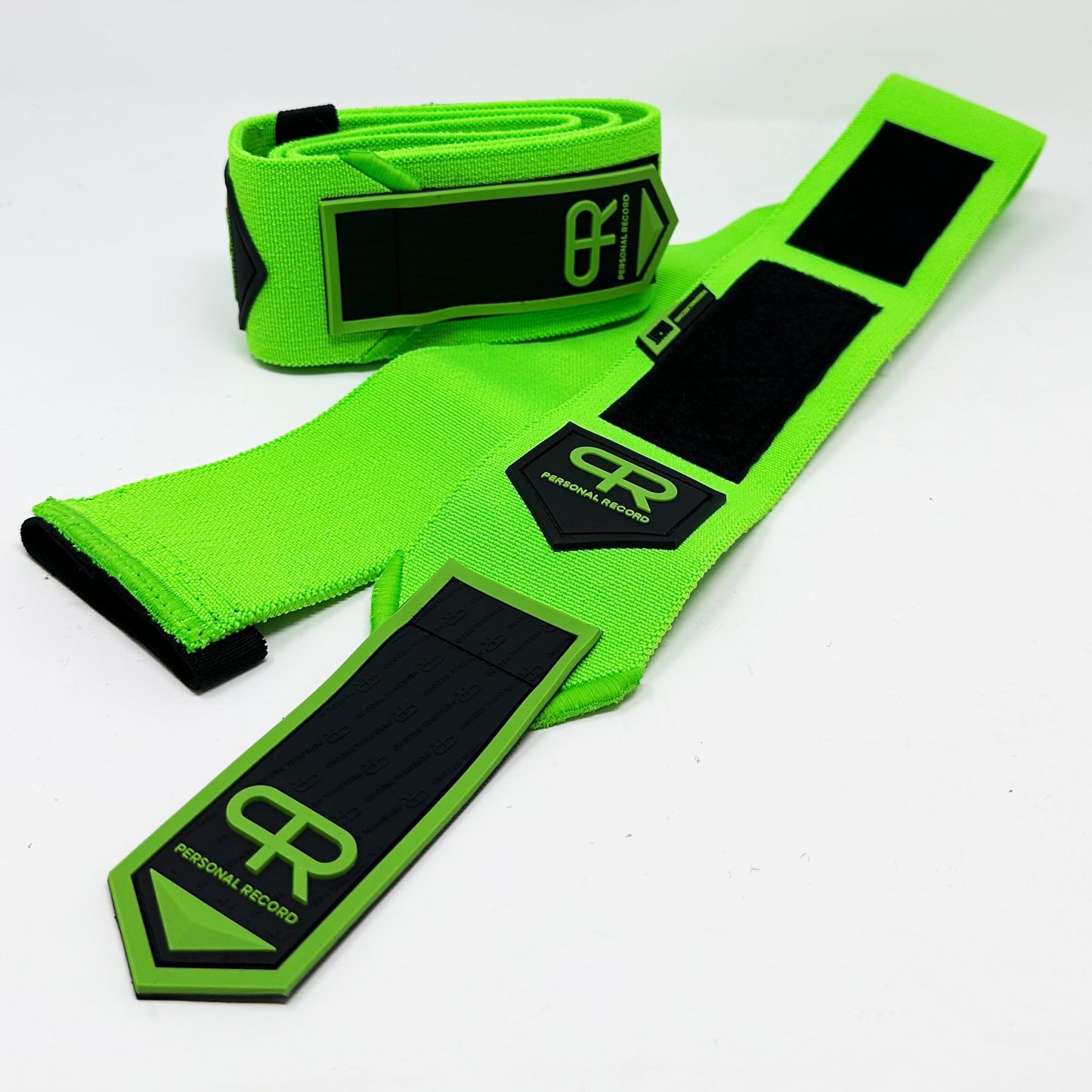PR Personal Record Elbow Wraps for Weightlifting - Heavy Duty Construction, 25% More Elasticity, Reinforced Stitching, Extra Wide Fastener, Easy to Adjust, (Neon)