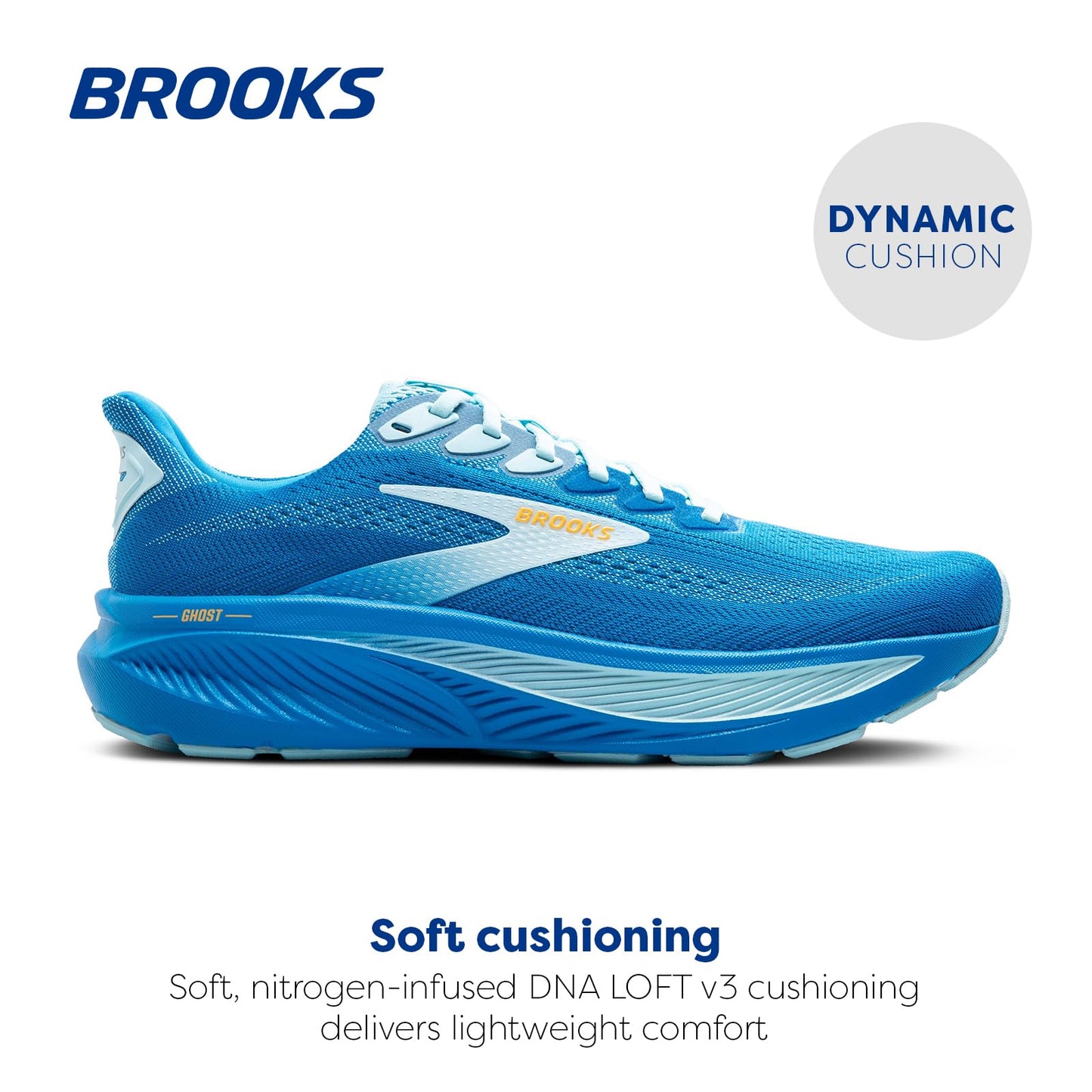 Brooks Men’s Ghost 17 Neutral Running Shoe - Cloissone/Blue/Orange - 11 Medium