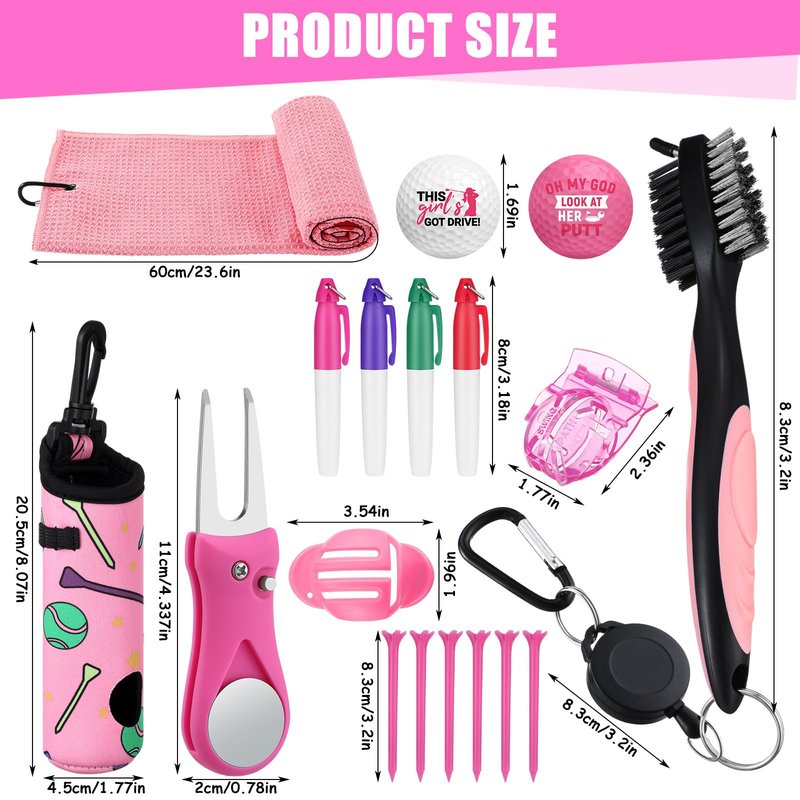 WinnerWhy 21pcs Pink Golf Accessories Kit for Women Masters Softball Easter Gift Golf Ball Set with Towel for Masters Party Women Man Gifts