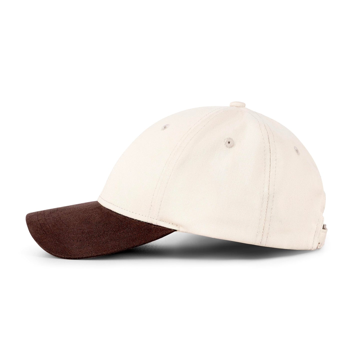 Mens Cap, Plain Baseball Cap, 100% Cotton, Adjustable Size, Casual Hat, Two Tone Color Combinations (White & Brown)