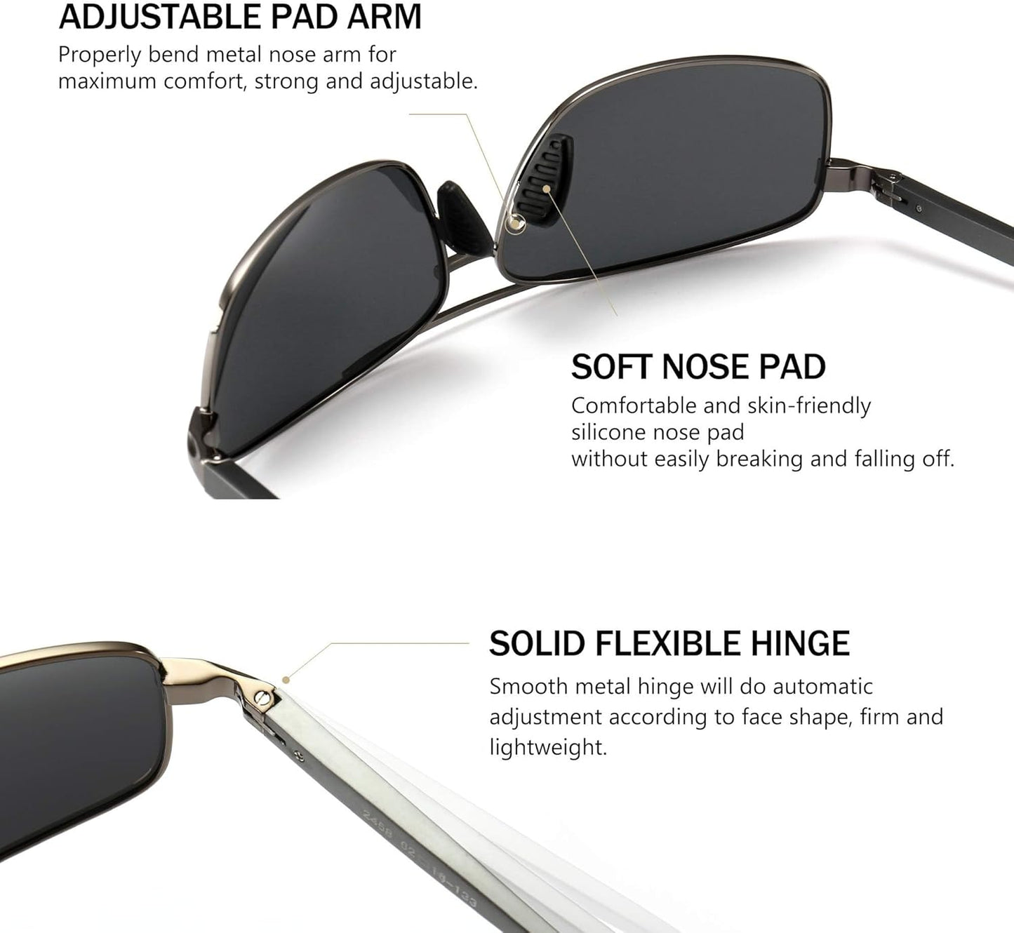 SUNGAIT Ultra Lightweight Polarized Sunglasses for Men - UV400 Protection, Stylish Rectangular Design
