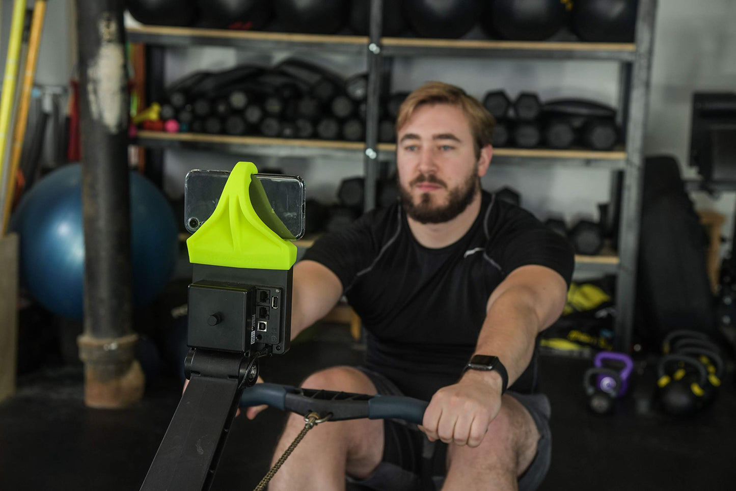 Phone Holder Made for PM5 Monitors of Concept 2 Rower, SkiErg and BikeErg - Silicone Smartphone Cradle Compatible with Concept 2 Rowing Machine. Ideal Rower Accessories