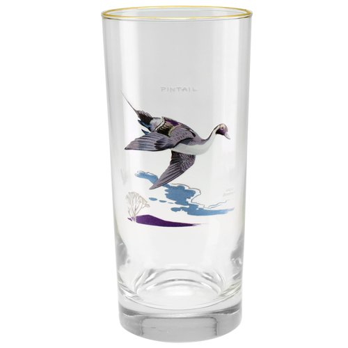 Culver Ned Smith 22k Gold Rim Waterfowl Cooler Glasses, 15-Ounce, Assorted Set of 4