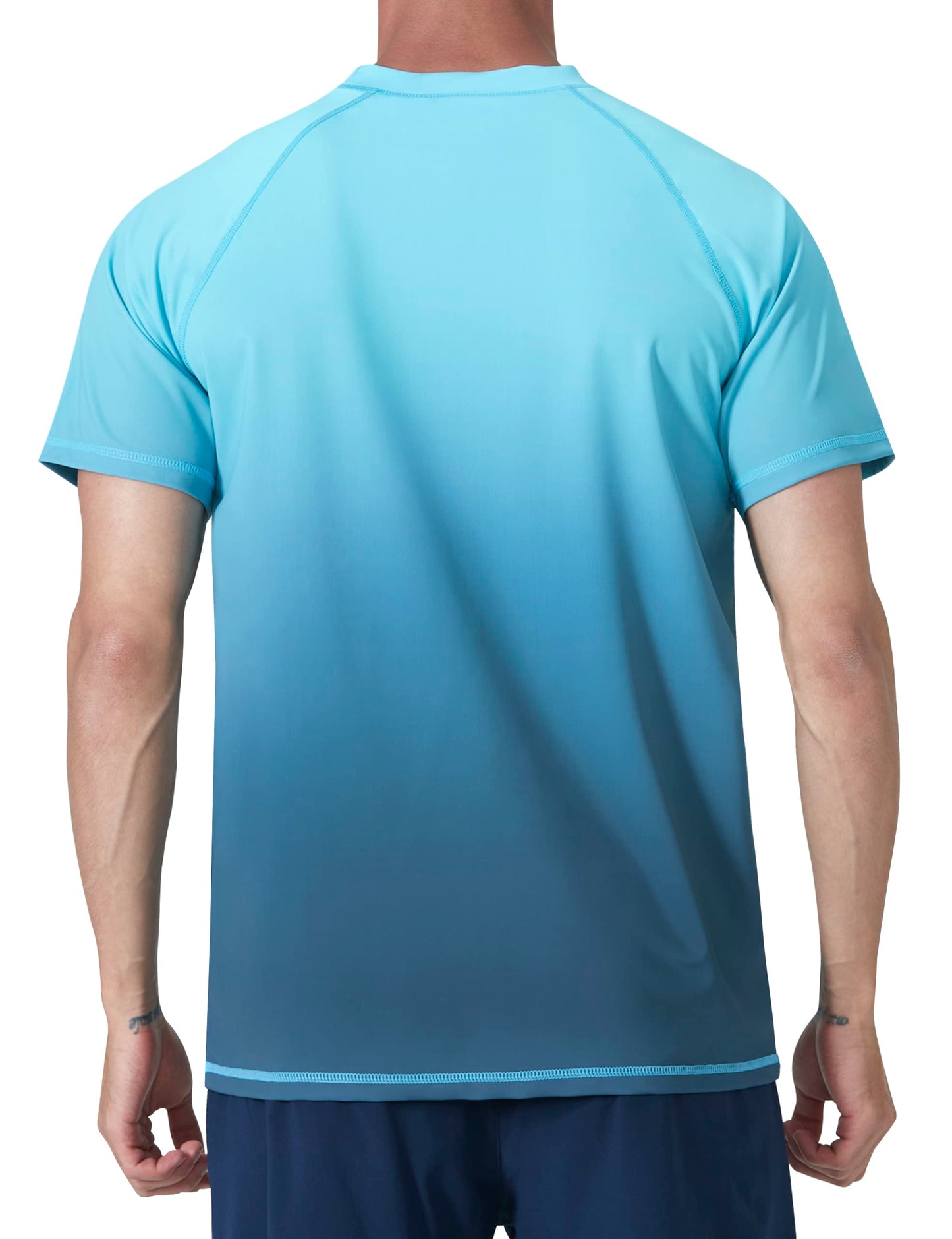 Men's Rash Guard Swim Shirts Summer UPF 50+ UV Sun Protection Quick Dry Beach Fishing Water Shirts T Shirts for Men(Blue Gra,L)