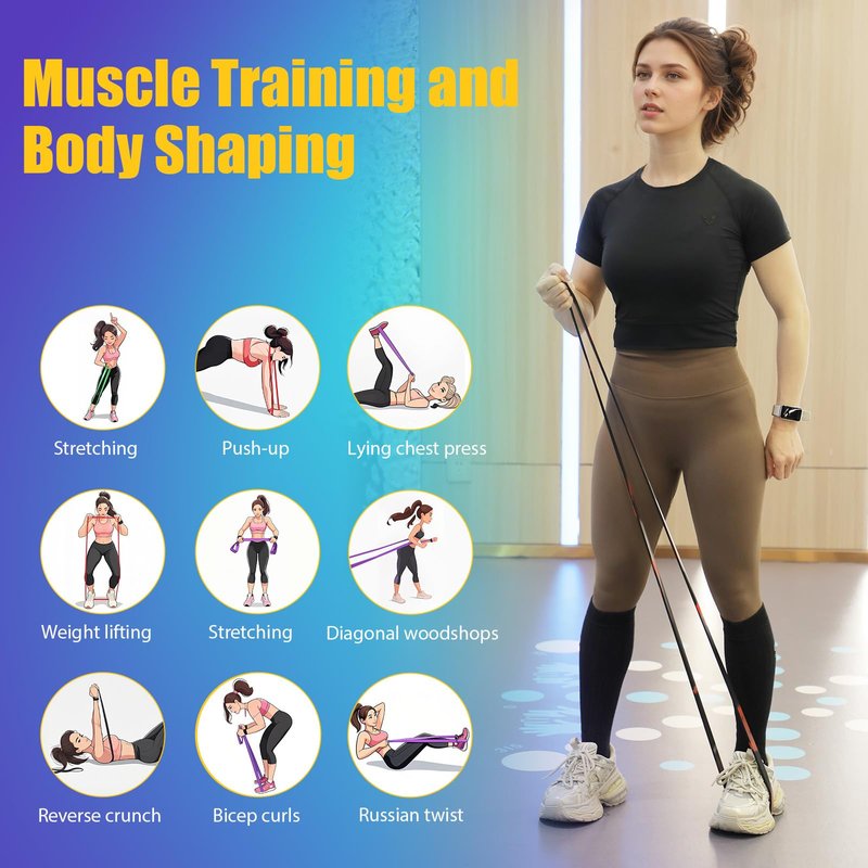 MOKRGYM Resistance Bands，Natural Rubber Non-Allergenic & Durable for Home&Gym Workouts Fitness Exercise (from Light to Heavy)
