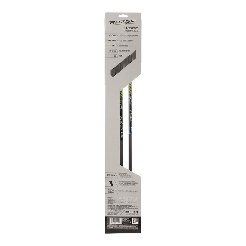 Allen Company Razor CX600 20" Crossbow Bolts, 3-Pack, Black