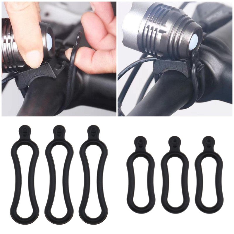 Create idea 12PCS Bicycle Silicone Fixing Straps Bands for Fastening Bike Light Flashlight Headlamp Stretchable O Rings Mounting Holder Bike Accessories Black