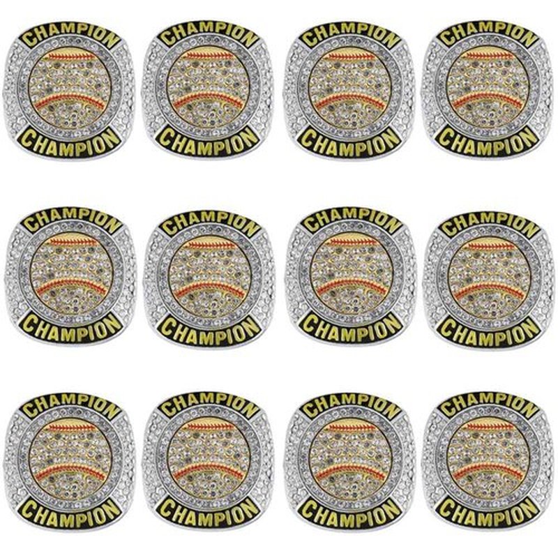 guancrown Baseball Championship Ring Trophy Award Gift Tournament Champions or Finalists Champion Ring (12 pcs Rings, Size 8)