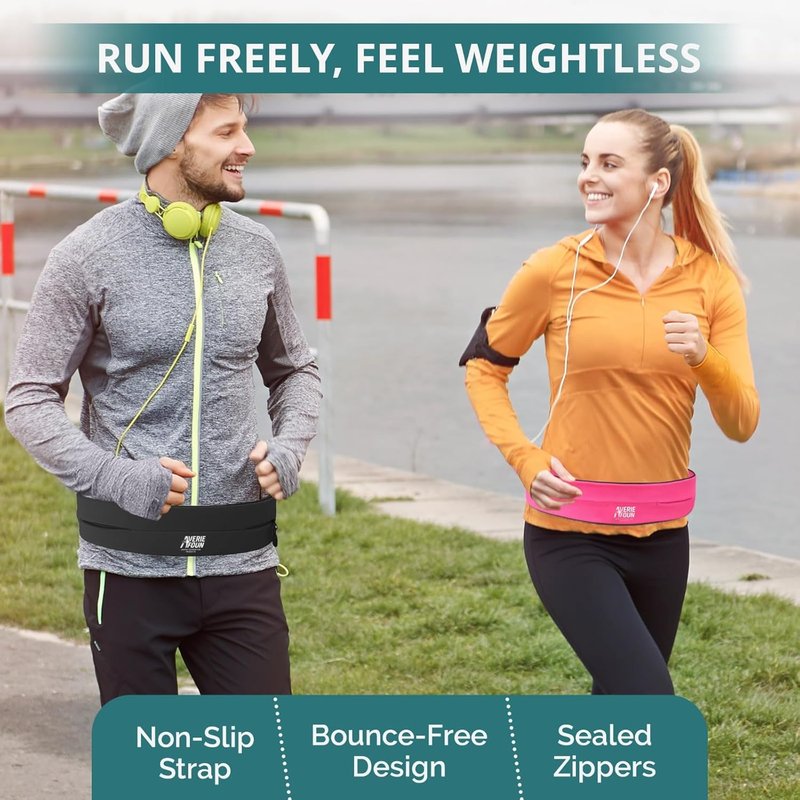 Lightweight Running Waist Belt - Anti-Slip, Sweat-Resistant Design | Fluorescent Yellow, Large - Perfect for Phone, Keys, Cards & Cash