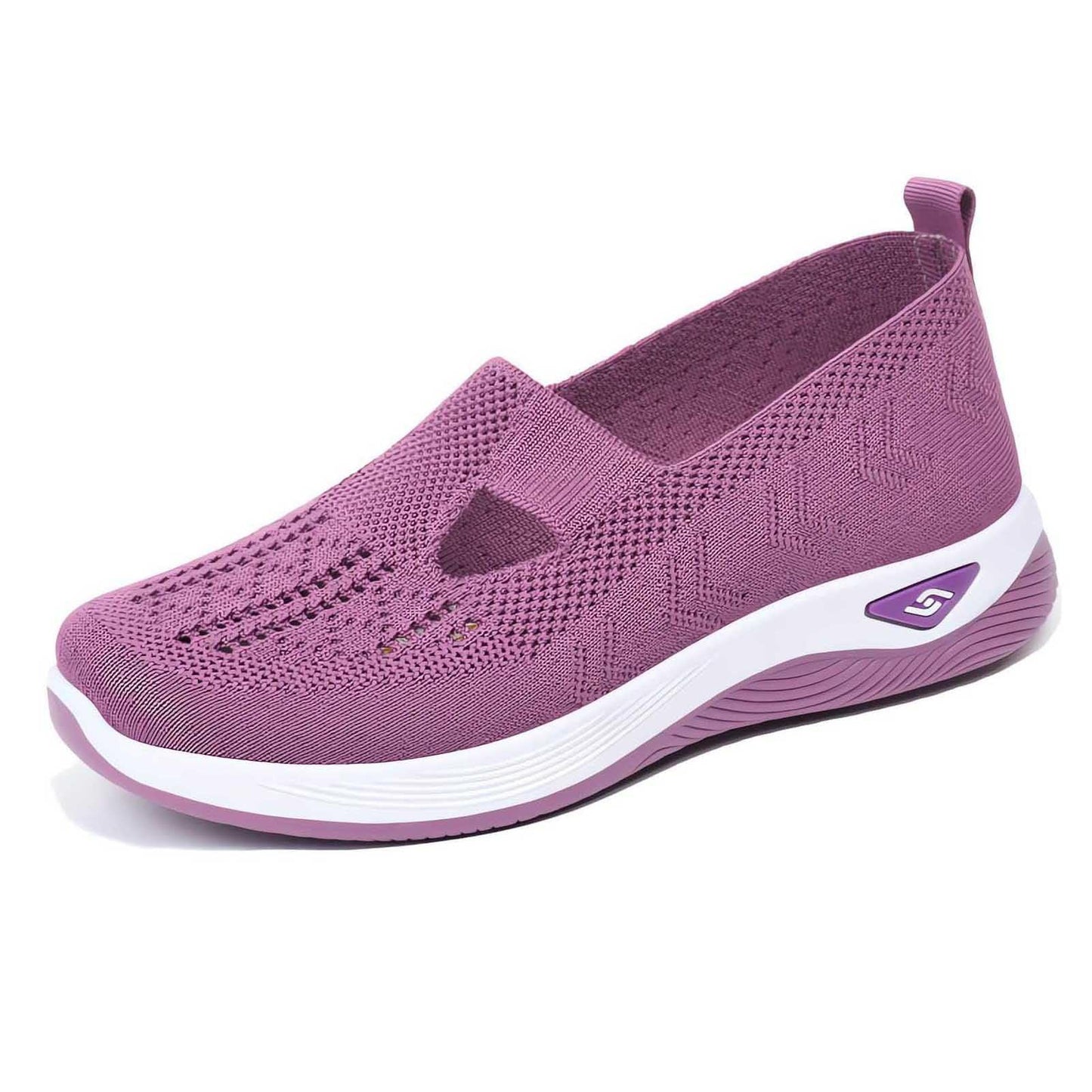 Generic Dress Sneakers Men Women's Slip on Sneakers Shoes Woven Orthopedic Breathable Soft Shoes Walking Diabetic Foam Shoes Hands Free Slip in V-667 Hot Pink 6.5