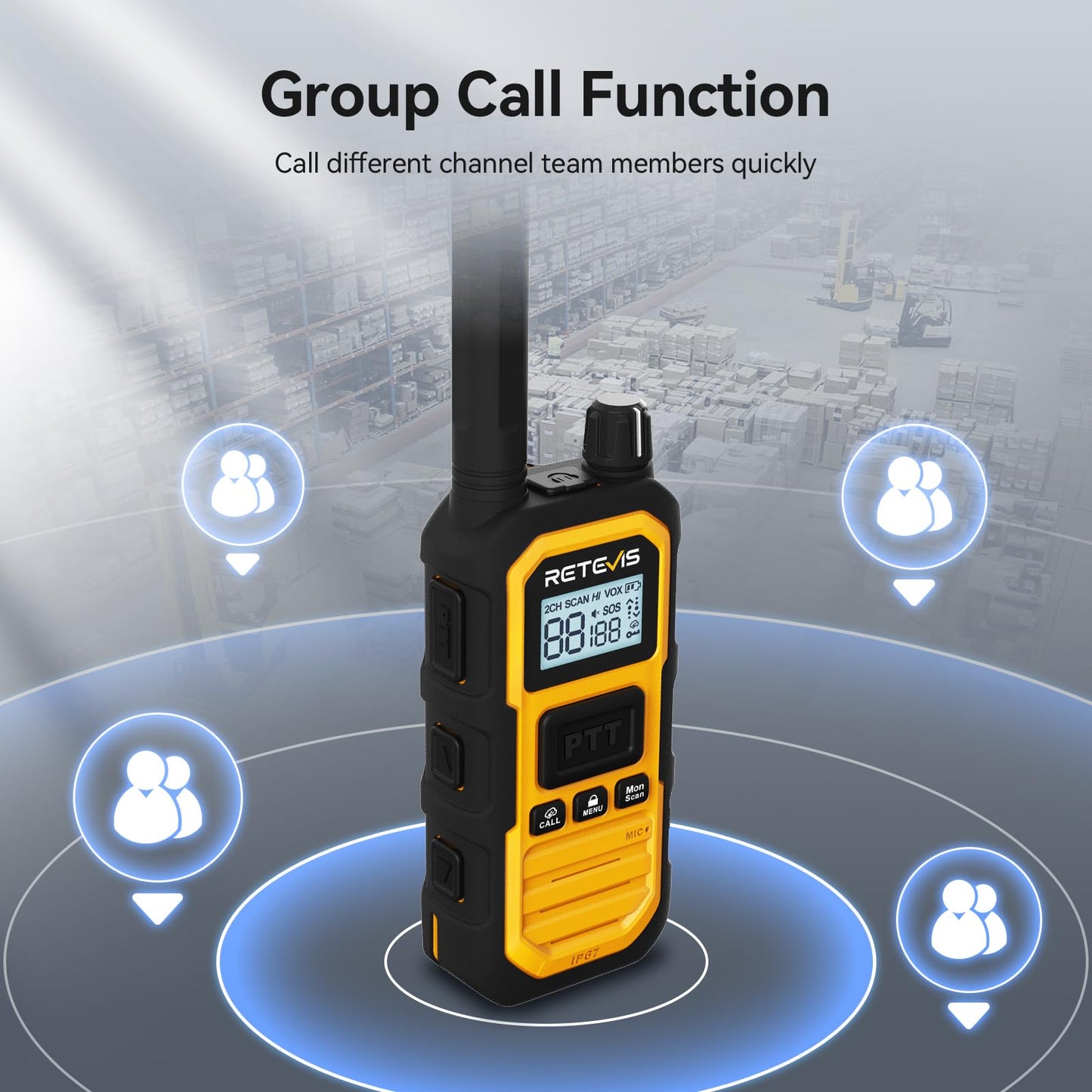 Retevis RB48 Plus Walkie Talkies Long Range, Heavy Duty Rechargeable GMRS Two Way Radios, IP67 Waterproof, Shock Resistant, NOAA, VOX,Emergency Radios(6 Pack with Gang Charger)