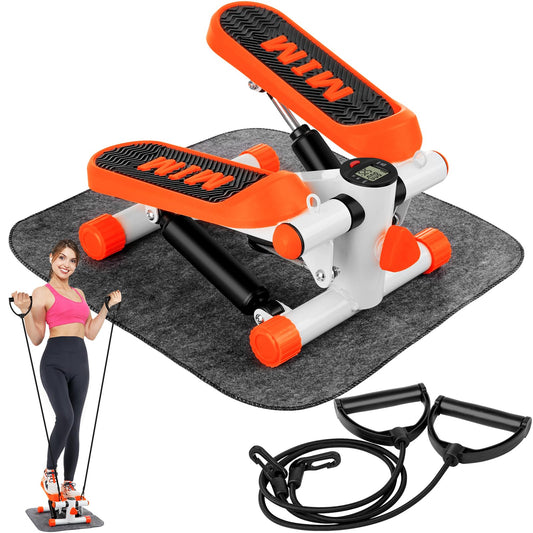 VZA Steppers for Exercise at Home,Mini Stepper with Resistance Bands and LCD Monitor,Stair Stepper with Non-Slip Mat and 330lbs Loading Capacity.