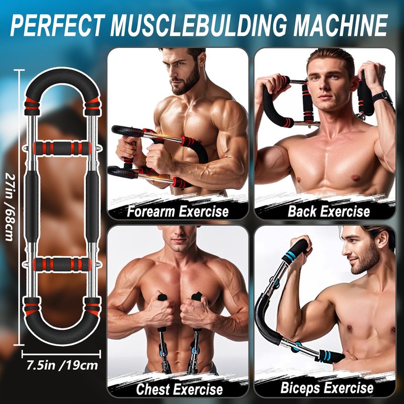 HELISAN Twister Arm Trainer, 60-110lb Adjustable Chest Workout Equipment - Arm Trainer for Men - Portable Chest Trainer, Shoulders & Forearms Muscle Training Exercise Equipment for Men Women