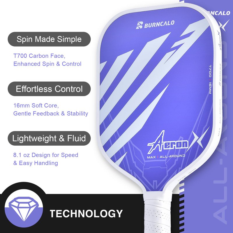Carbon Fiber Pickleball Paddle – 16mm Poly Core, Lightweight Power Paddle with Textured Surface for Spin & Precision, Designed for Men and Competitive Play (Pink)