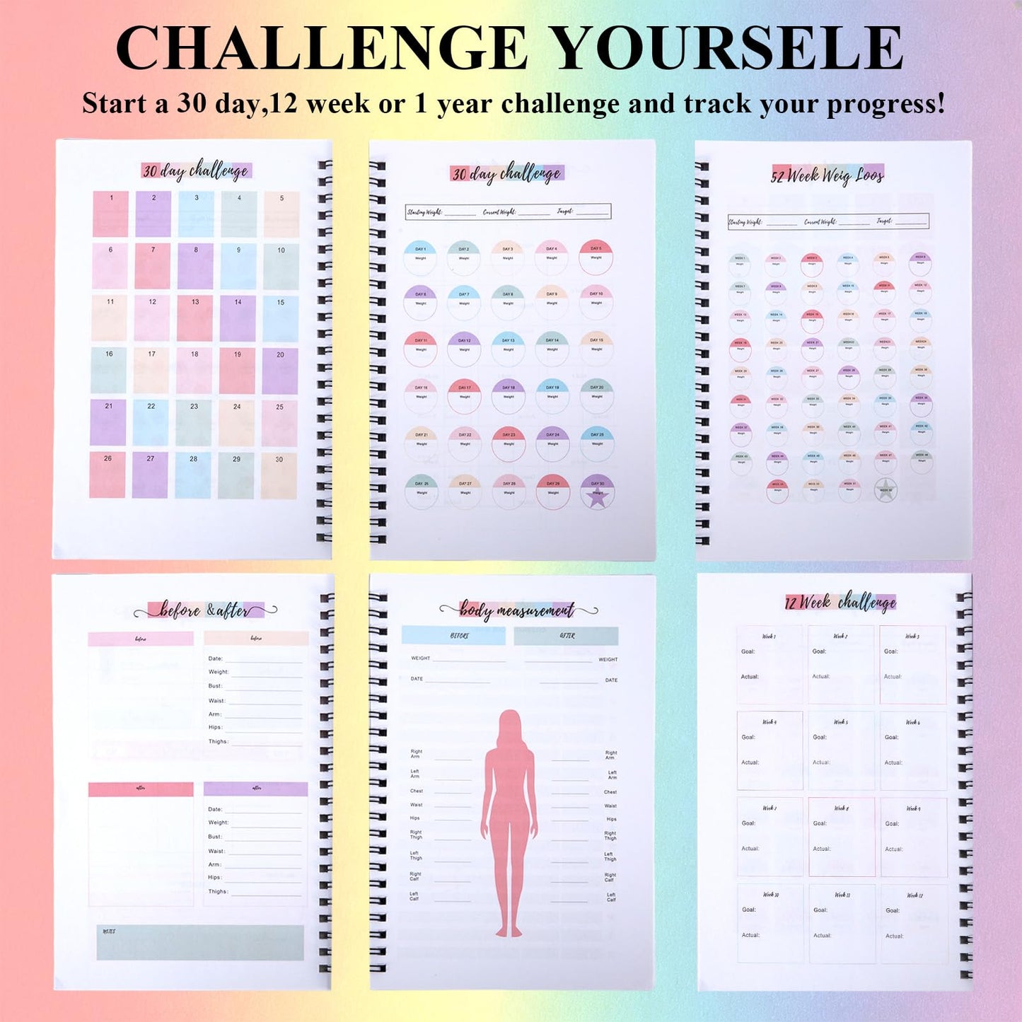 12 Month Weight Loss Journal for Women, Pounds Lost and Body Measurements Tracker - A5 (Spiral Bound), Weight Loss Tracker Planner, Body Weight Journal, Fitness and Exercise Log Book