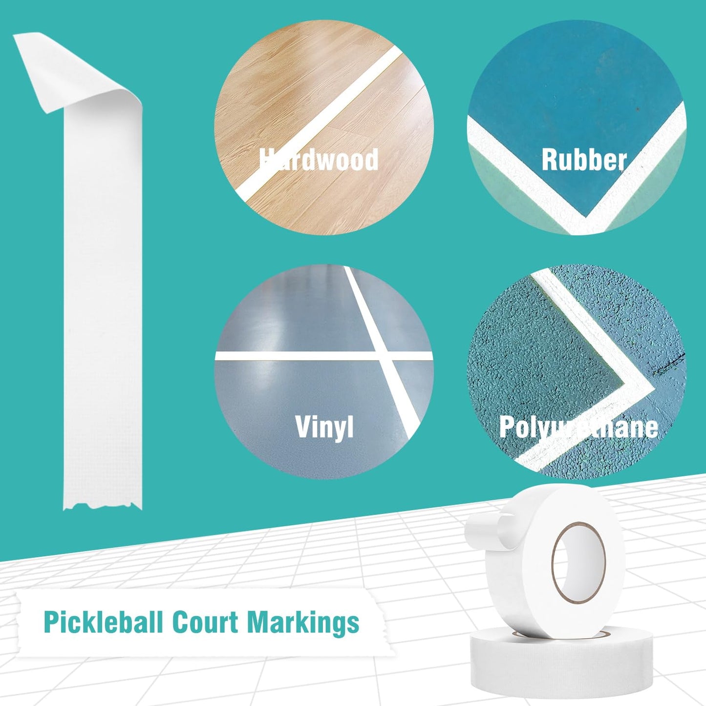 HolderProf 2in x 300FT Pickleball Tape for Outdoor Court, Temporary Pickleball Court Lines, Court Marking Kit for Pickleball, Basketball, Badminton