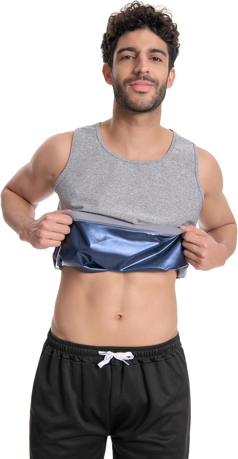 Men's Sauna Shirt - Short Sleeve Sauna Suit for Effective Sweat & Body Shaping | Gym Exercise Tank Top