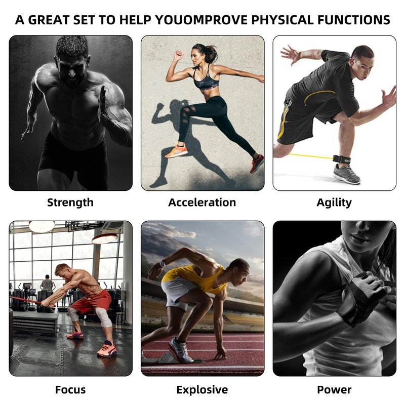OYINDIZ Resistance Speed Training Set, 8pcs Exercise Explosive Force Bounce Physical Equipment Double Rope Improve Agility Power Strength for Jumping Basketball Tennis Football Volleyball