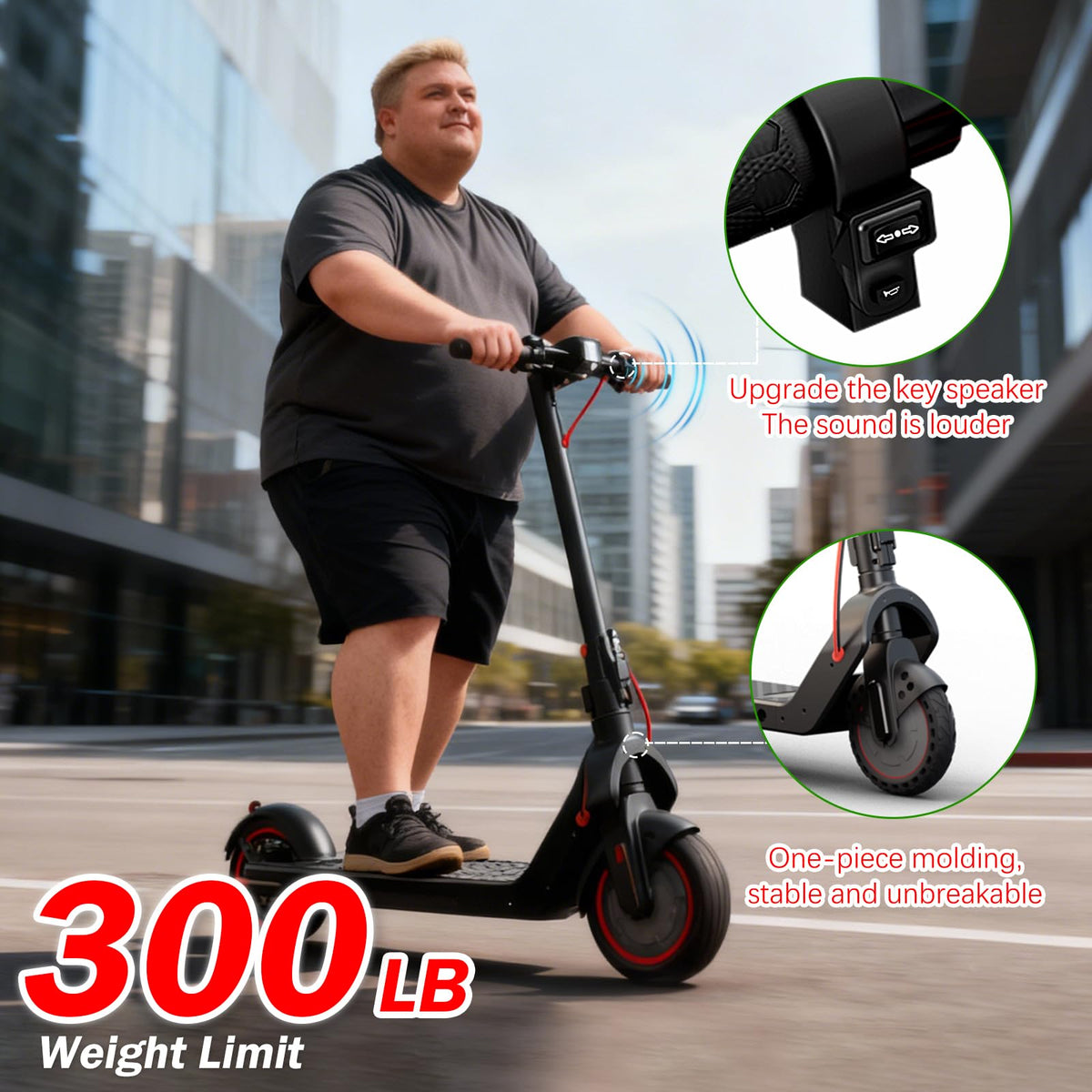 UrbanFish Electric Scooter, 350W/500W, 8.5" Tires, 17~20 Miles Range, 16/19 Mph, Folding E-Scooter with Dual Braking，APP Control (500-7.8AH)