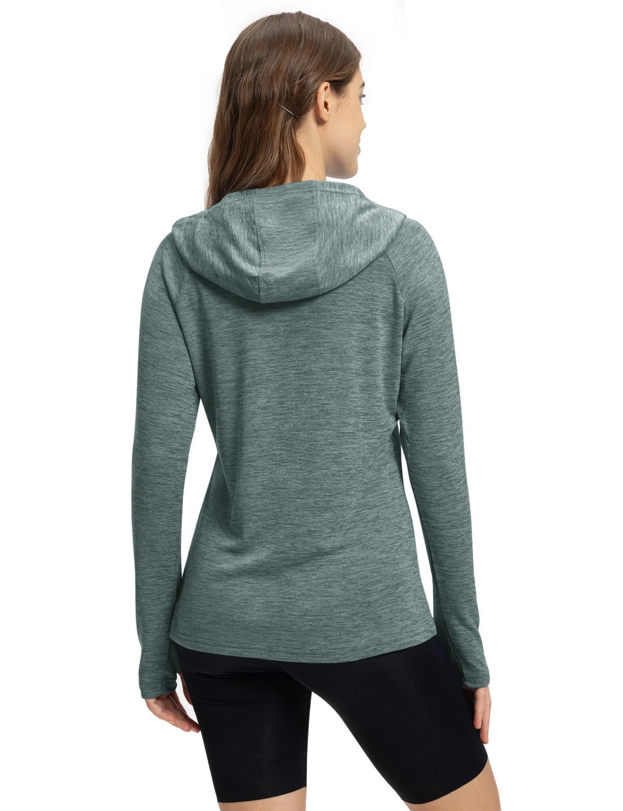 TBMPOY Womens UPF 50+ Sun Protection Hoodie Shirt Long Sleeve Fishing Hiking Outdoor UV Shirt Lightweight 6-Cyan M