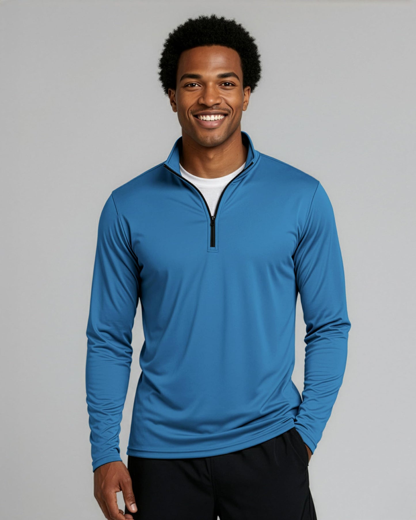 Real Essentials 3 Pack: Men's Dry-Fit Active Quarter Zip Long Sleeve Athletic Performance Pullover (Available in Big & Tall) Set 7 L