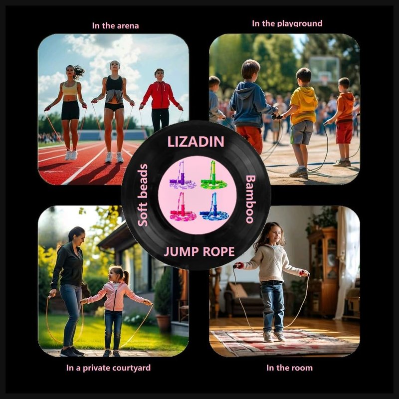Jump Rope for Kids - Adjustable Tangle-Free Beaded Design | Perfect Christmas Gift for Ages 4-12 (Blue, Green, Purple, Red)