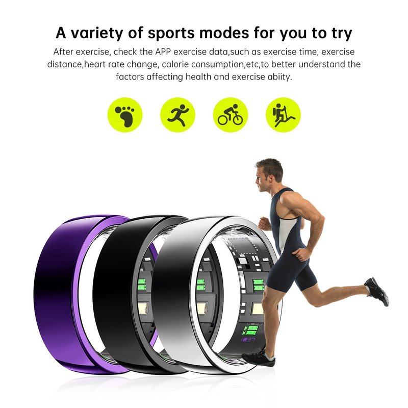 Smart Ring - Silver - Size 9 - Health Tracker with Free Subscription, Gesture Beauty Photo & Brush Video, Fitness Sleep Heart Rate Blood Oxygen Tracking Ring with Charging Case, Gifts for Women & Men