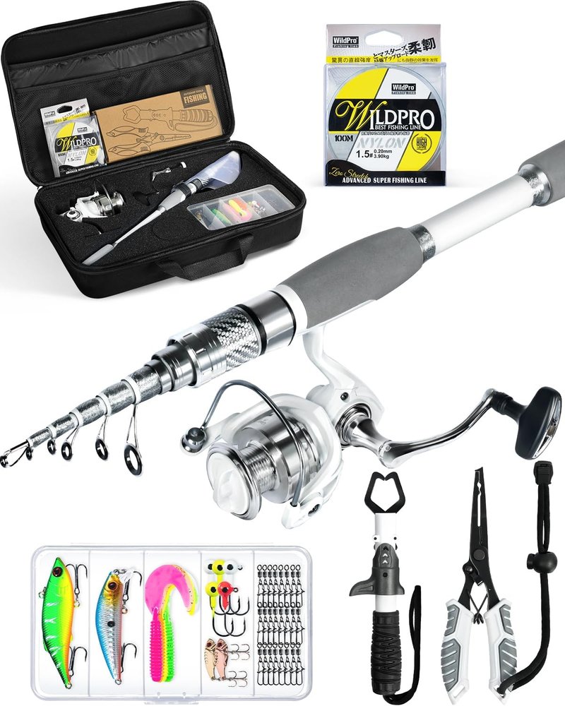 Fishing Rod and Reel Combo - Carbon Fiber Telescopic Fishing Pole with Portable Carrier Bag | Saltwater & Freshwater Use