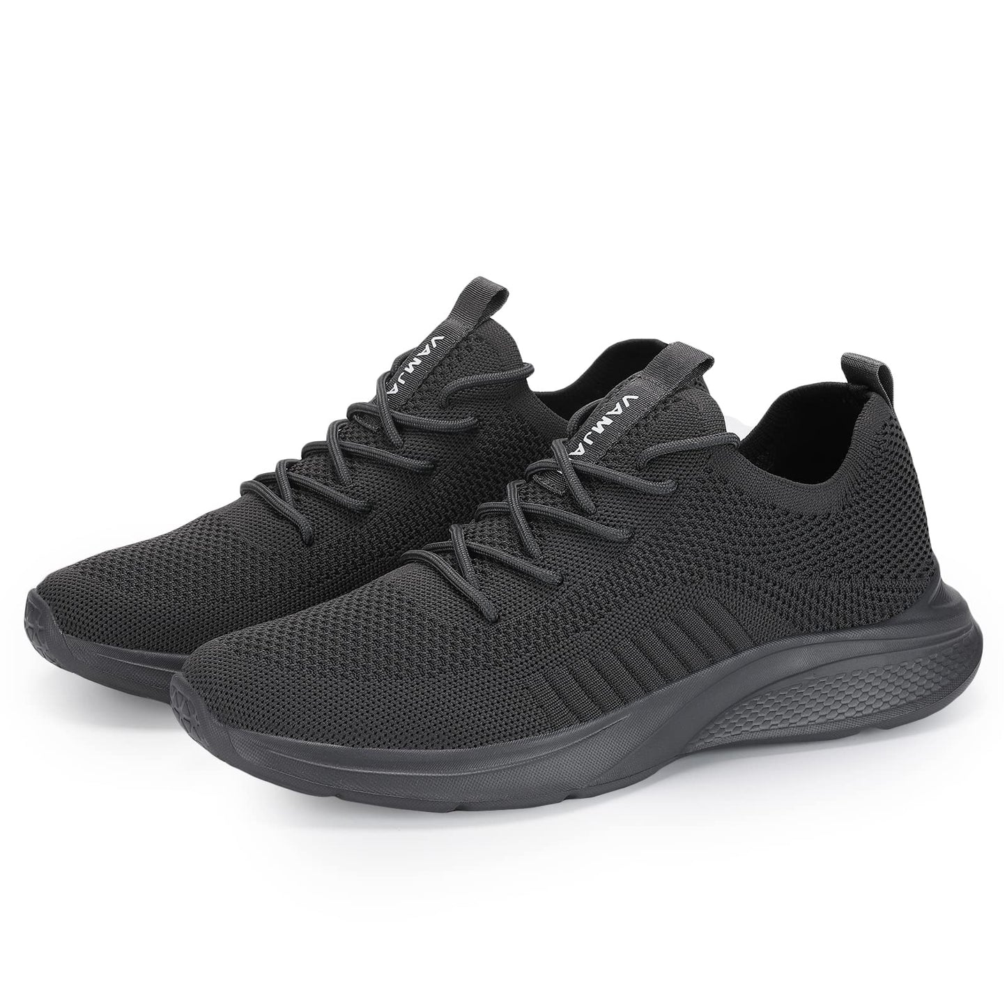 VAMJAM Men's Running Shoes Fashion Sneakers Lightweight Breathable Flying Knitting Lace Up Mesh Walking Shoes Workout Casual Sports Shoes Allgrey Size 9.5