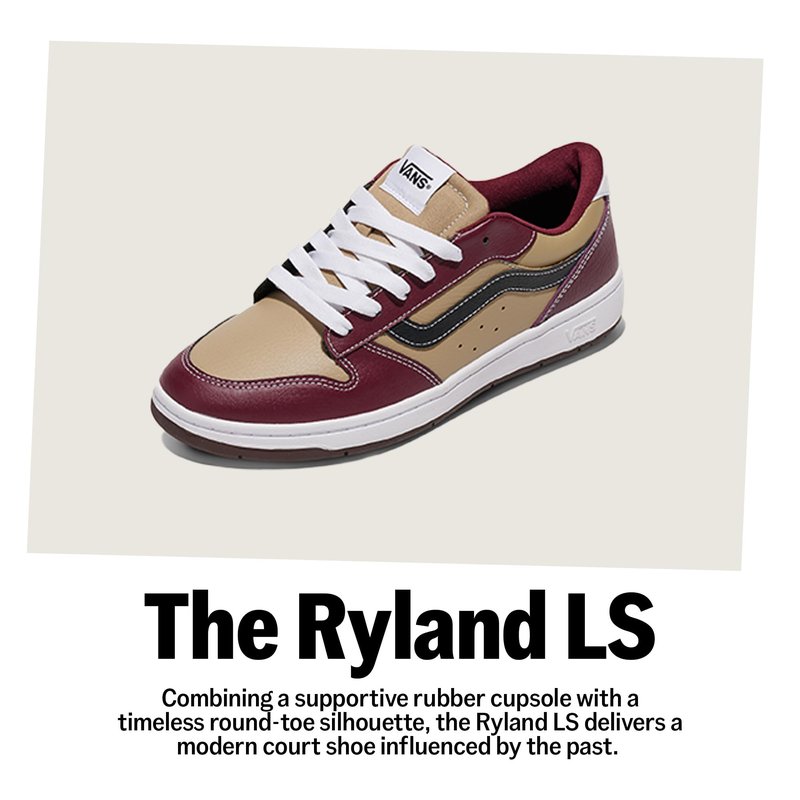Vans Men's Ryland LS Shoe | Retro Court Sneakers with Tennis Inspired Fashion Details, Lunar Rock, 8.5