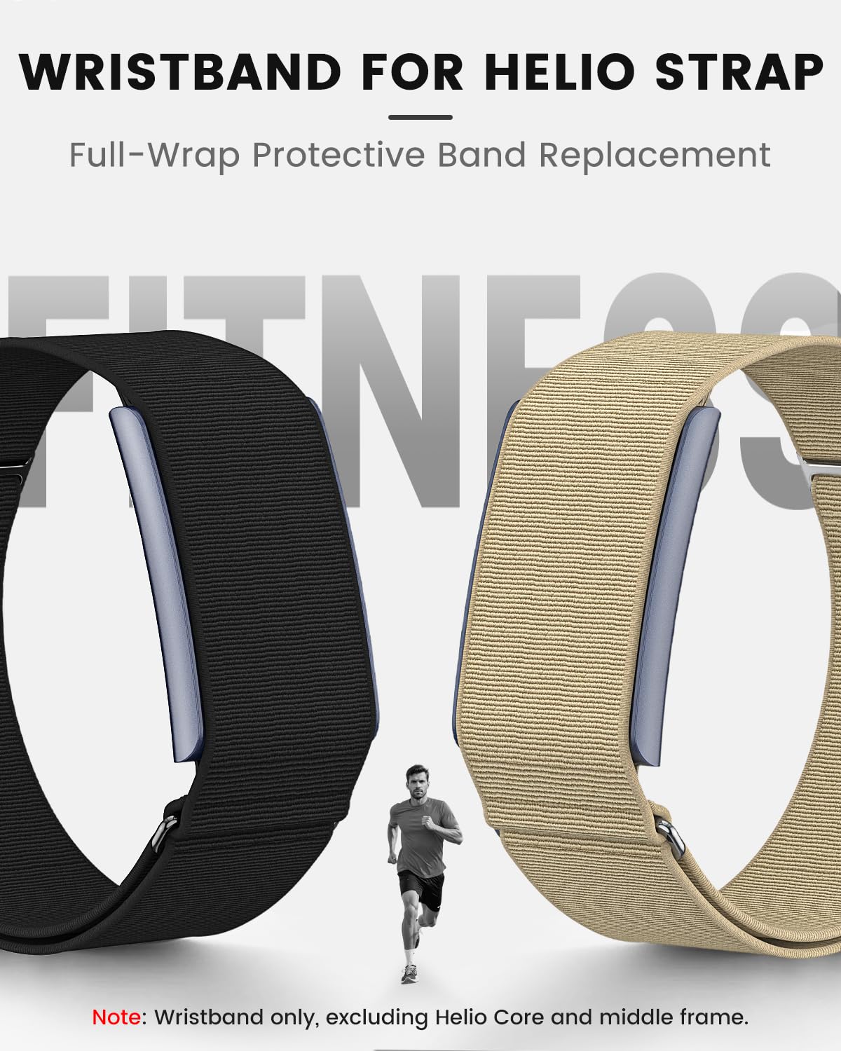 MAKCPOIMER Stretchy Nylon Sport Loop Compatible with Amazfit Helio Strap, Adjustable Elastic Fitness Tracker Wristband with Pre-Installed 22mm Pins (Black)
