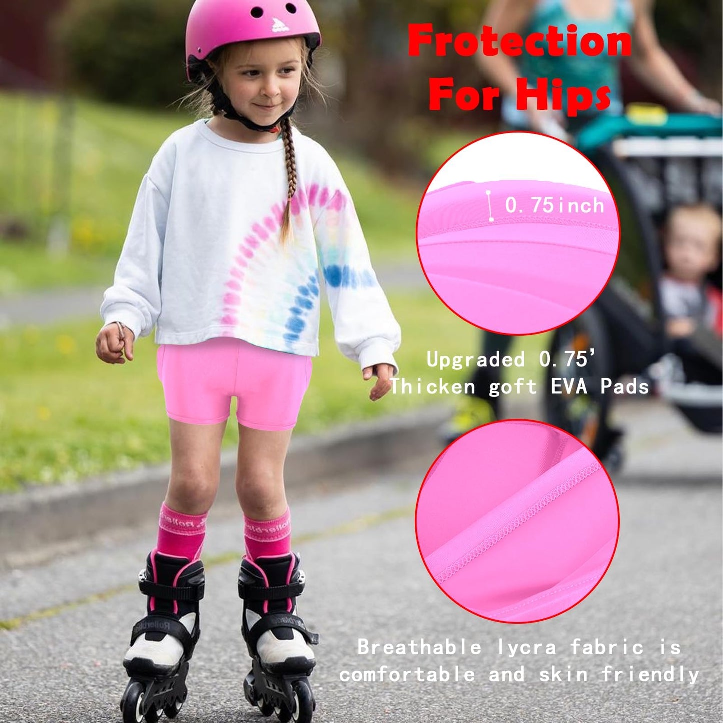Kids Butt & Hip Padded Shorts for Skating,Youth Hip Protection Pads Figure Skating Shorts Crash Butt Pads for Tailbone & Butt (Black, X-Small)