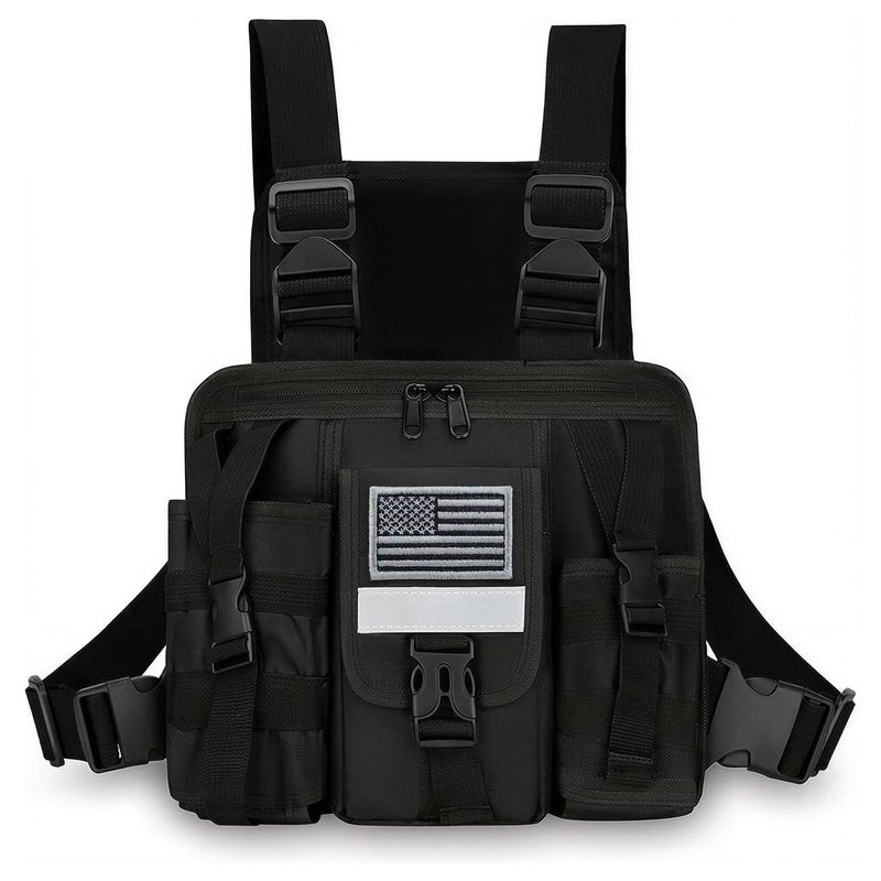 LUITON Radio Chest Harness with Reflective Strips Shoulder Holster Radio Vest Holder Two Way Radio Vest Rig Walkie Talkie Case