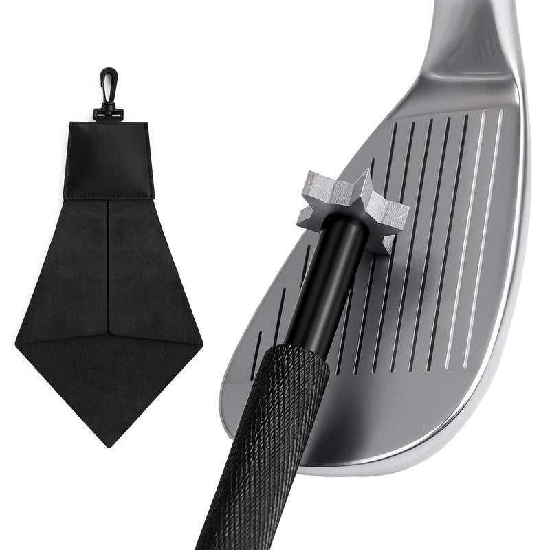 Ascend Assist 3-in-1 Golf Club Groove Sharpener Cleaning Towel Set, Golf Club Cleaner Tool with Aluminum Alloy Shaft and Microfiber Towel for Irons, Wedges Club Groove Care
