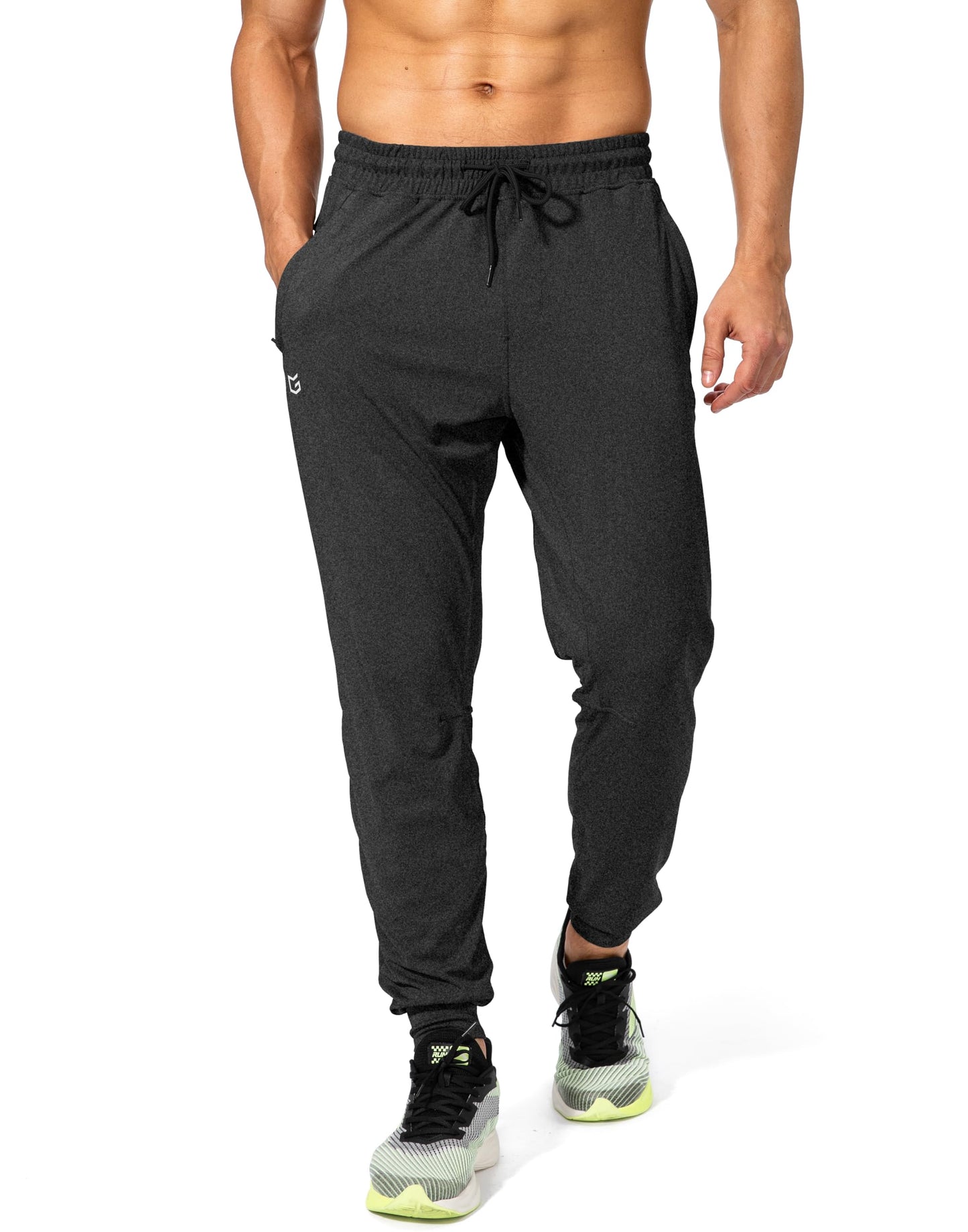 G Gradual Men's Sweatpants with Zipper Pockets Athletic Pants Traning Track Pants Joggers for Men Soccer, Running, Workout(Heathered Black,XS)