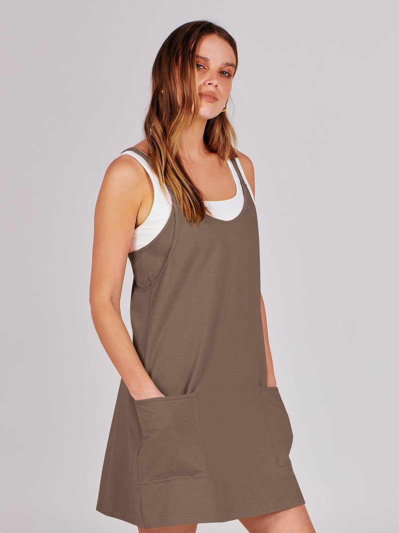 ANRABESS Women Athletic Dress Summer Tennis Workout Active Sports Mini Romper Dress Built in Shorts Travel Vacation Clothes Coffee XX-Large