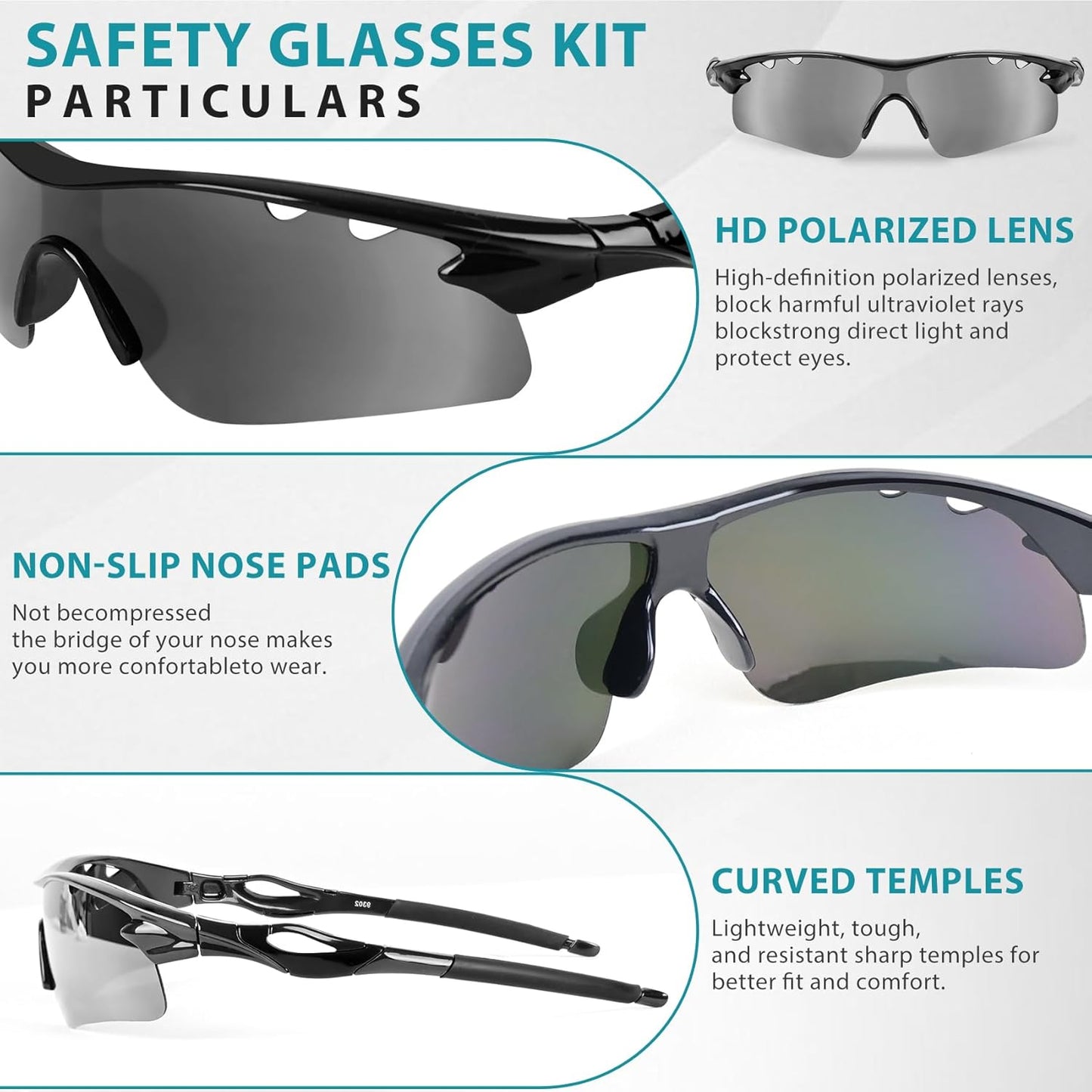 Shooting Glasses - Anti-Fog Safety Glasses with 5 Interchangeable Lenses | Unisex Carrying Case Included