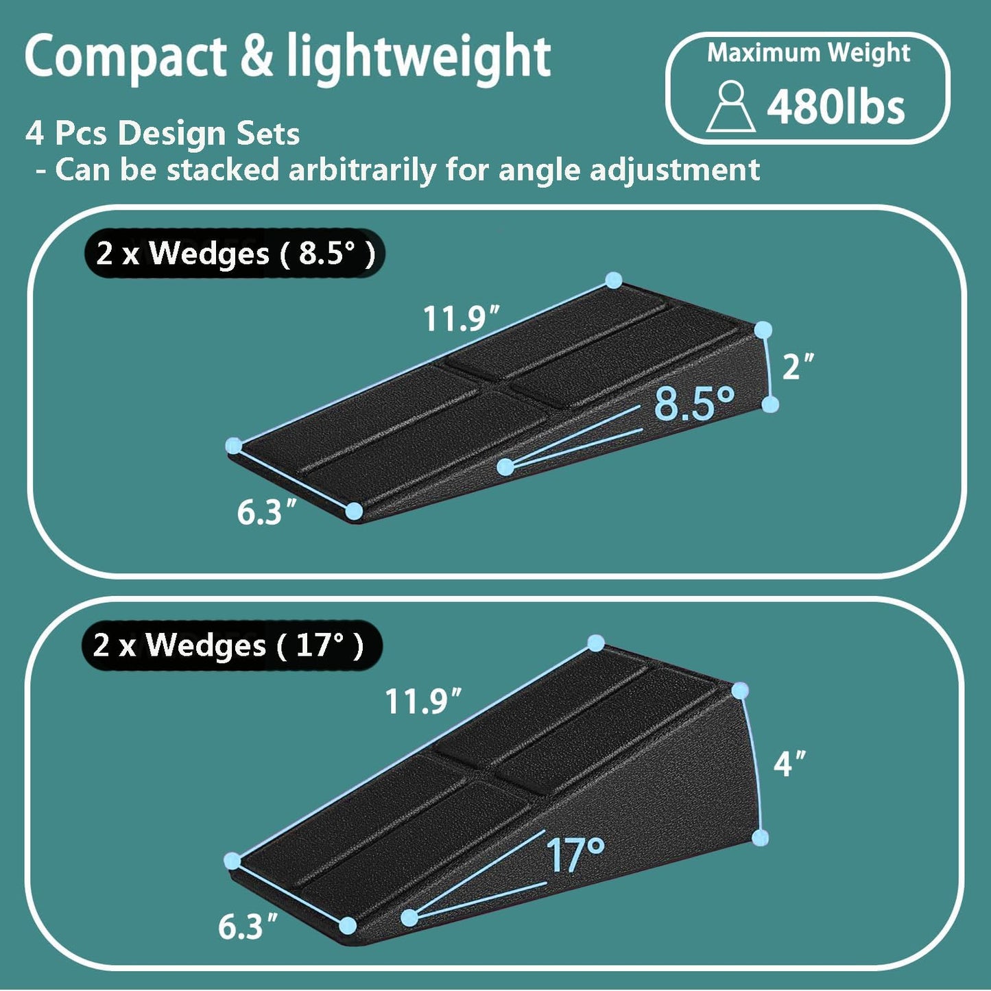 Uxpang Calf Stretcher Slant Board - 4Pcs Incline Board for Calf Stretching, Adjustable Light EPP Squat Wedge Block for Foot, Achilles, Knee and Ankle Recovery Calf Stretching Exercise