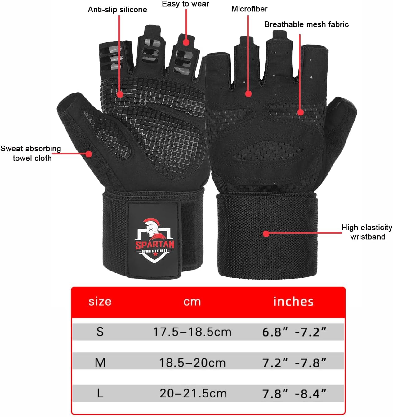 Spartan Gym Gloves - Weight Lifting Gloves with Wrist Support & Breathable Grip | Unisex Fitness Gear
