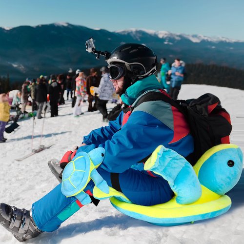 Junkin 3 Pcs Turtle Butt Pads for Snowboarding Ski Protective Gear Set Cute Turtle 3D Hip Protectors for Skating Tortoise Cushion Padded Turtle Knee Pad for Kid Adult Skiing Roller Protection (Blue)