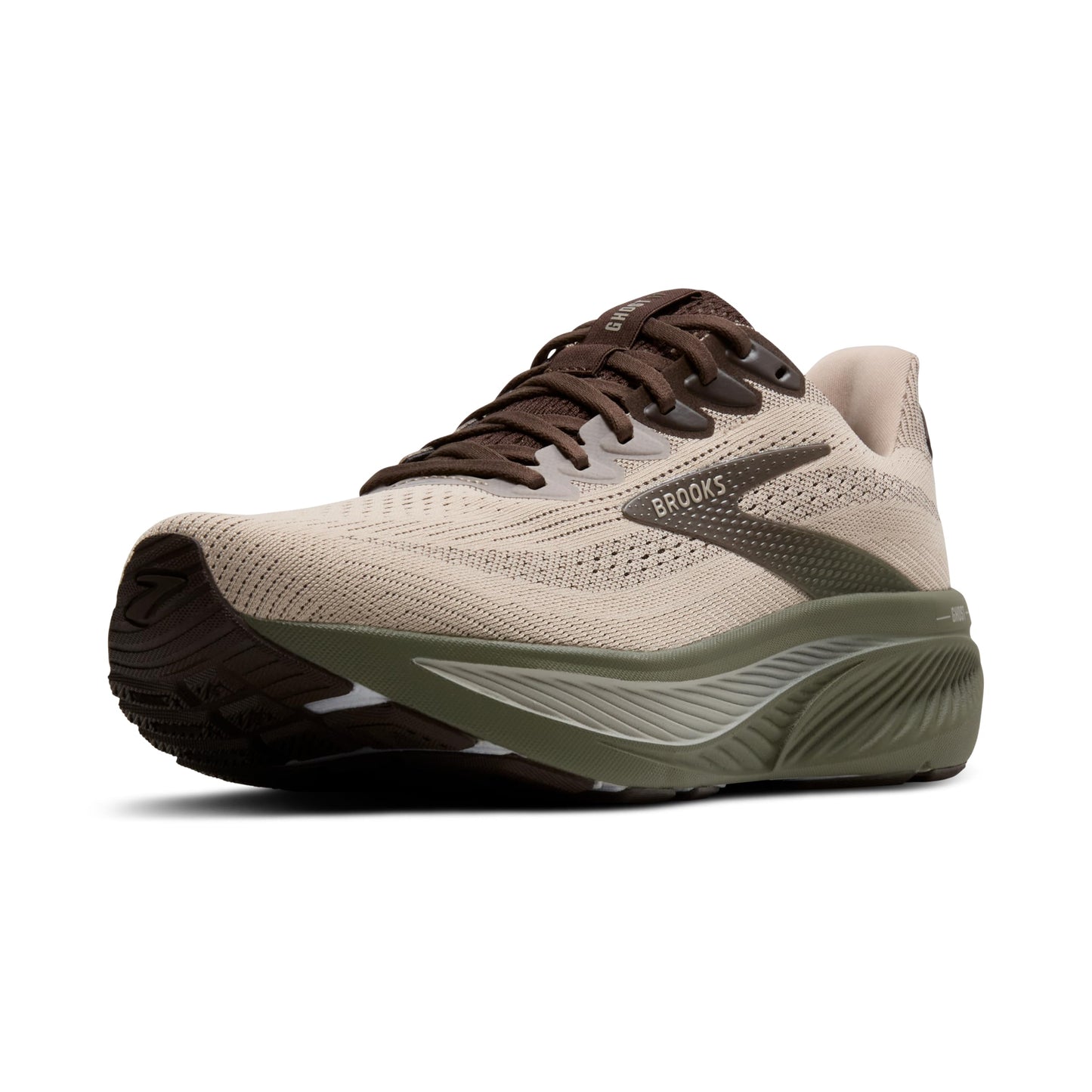 Brooks Men’s Ghost 17 Neutral Running Shoe - Chateau Gray/Brown/Olive - 12 Medium