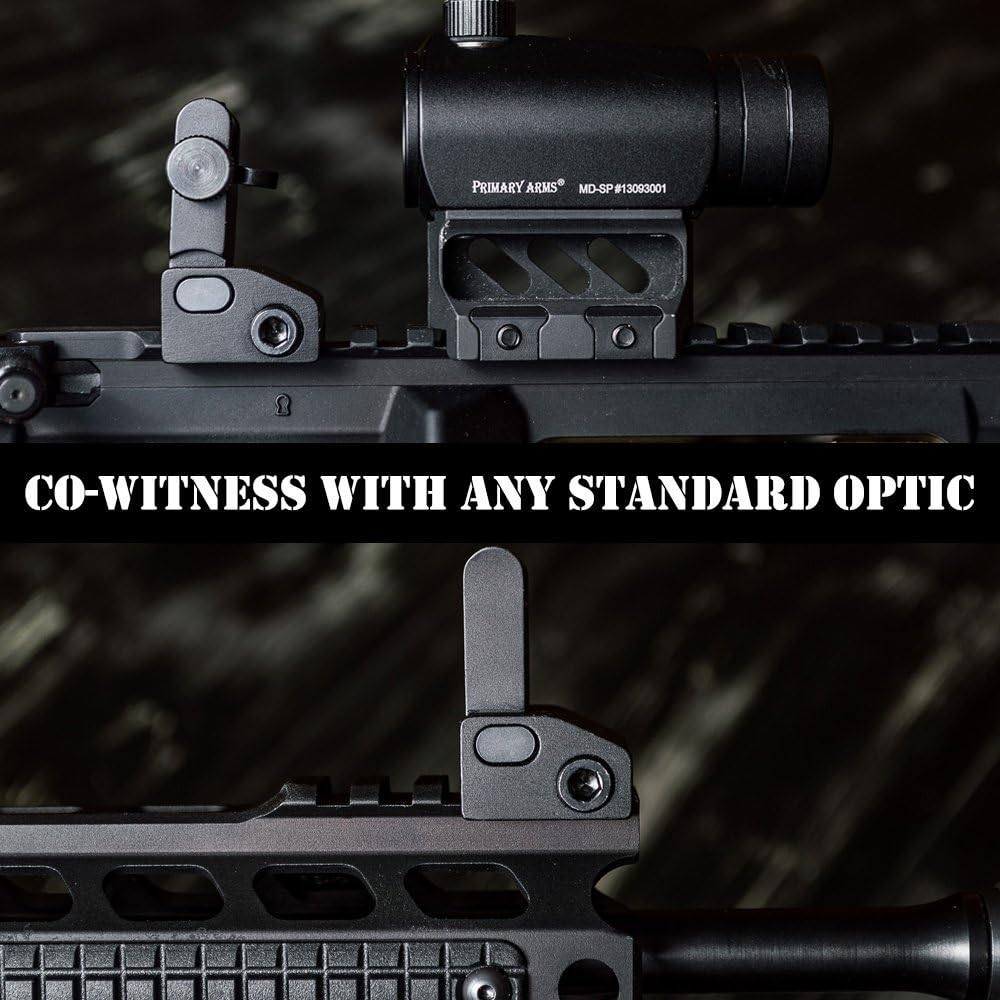 Chaos Ready Flip-Up Iron Sights - Spring Loaded Low Profile Backup Sights for Picatinny Rails | Co-Witness Front & Rear Set