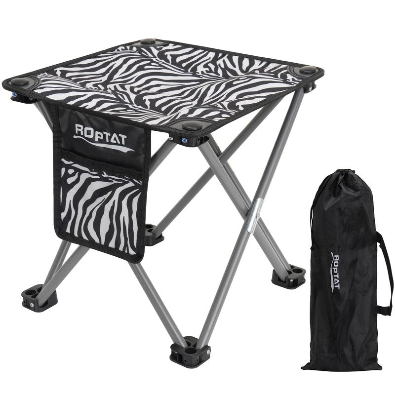 Roptat Portable Folding Compact Lightweight Camping Stool Seat for Camping Fishing Hiking Gardening Outdoor Walking Backpacking Travelling and Beach with Carry Bag (Zebra)
