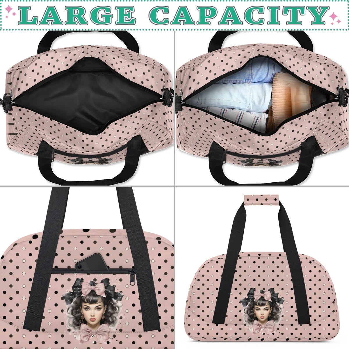 Gym Bag for Kids Girls, Bow Knot Girl Small Duffel Bag with Padded Handles Carry On Weekend Travel Bag for School Practice Ball Games